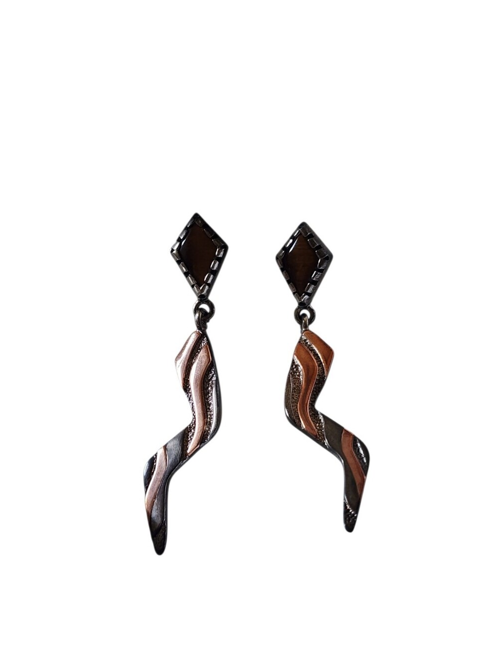 Carolyn Pollack Sterling & Copper "Utah" Dangle Earrings New In Box!